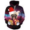 Sweat à capuche Galaxy Dog avec chapeau de Noël - multicolor L