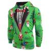 Sweat-Shirt à Capuche avec Cordon de Serrage et à Imprimé Père Noël et Sapin - Vert Pelouse L
