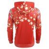 Sweat-Shirt à Capuche Pullover avec Imprimé Etoiles de Noël - Rouge L