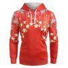 Sweat-Shirt à Capuche Pullover avec Imprimé Etoiles de Noël - Rouge 2XL