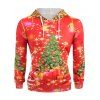 Sweat-Shirt à Capuche Manches Longues avec Imprimé Sapin de Noël - Rouge 2XL