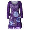 T-shirt tunique à grande taille et à volants - Iris Pourpre L
