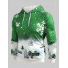 Sweat-Shirt à Capuche avec Cordon de Serrage et à Imprimé Bonhomme de Neige de Noël - Vert Algue M