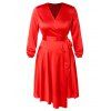 Robe Enveloppée de Grande Taille en Satin - Rouge L