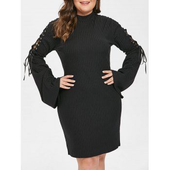

Plus Size Ribbed Bodycon Dress, Black