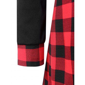 

Plus Size Plaid Panel Cowl Neck Sweatshirt, Black