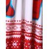 T-shirt à Epaule Dénudée Chaussettes de Noël et Flocon de Neige Imprimés - Rouge Lave 2XL