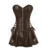 Corset Sans Bretelle de Grande Taille à Lacets avec Mini-Jupe - café L