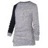 Asymmetric Color Block Pullover Sweater - CARBON GRAY 2XL
