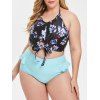 Ensemble de Tankini Imprimé Noué en Avant de Grande Taille - multicolor 2X