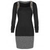 Mini Robe Fourreau Contrastée de Grande Taille - Noir 2X