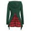 T-shirt à Capuche Panneau à Tartan à Manches Longues - Vert Pin M