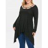 T-shirt Découpé Panneau en Dentelle de Grande Taille - Noir L