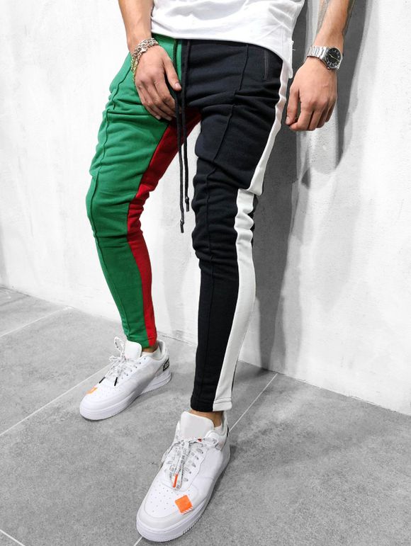 Pantalon Long Panneau Décontracté en Blocs de Couleurs - multicolor C XS