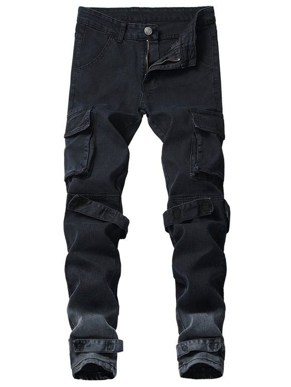Pantalon Décontracté Cargo Rayé Ombré avec Multi-Poches - Noir 40