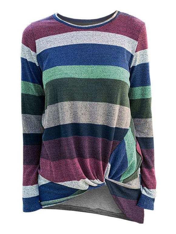 Pull en tricot à rayures sur le devant - multicolor B XL
