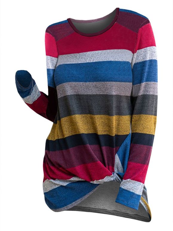 Pull en tricot à rayures sur le devant - multicolor A L