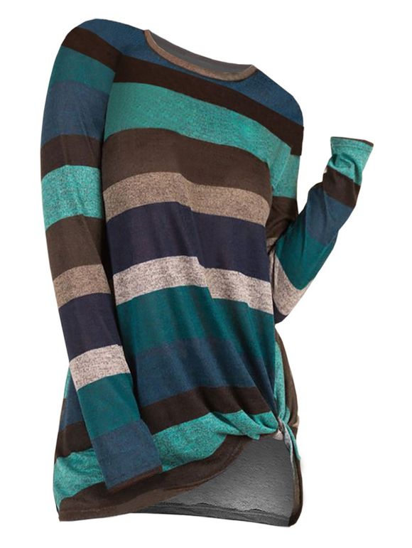 Pull en tricot à rayures sur le devant - multicolor C XL