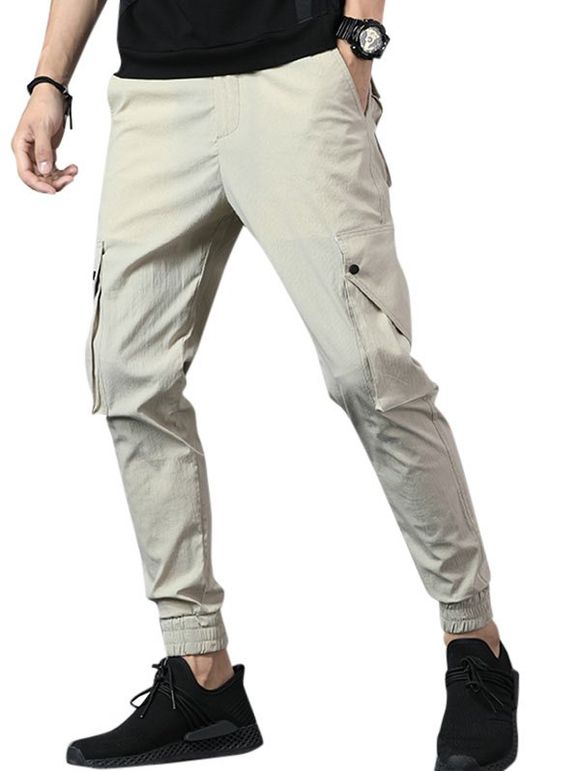 Pantalon Décontracté avec Multi-Poches - Kaki Léger 36