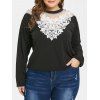 De plus Contraste Taille empiècement en dentelle T-shirt - Noir 4X