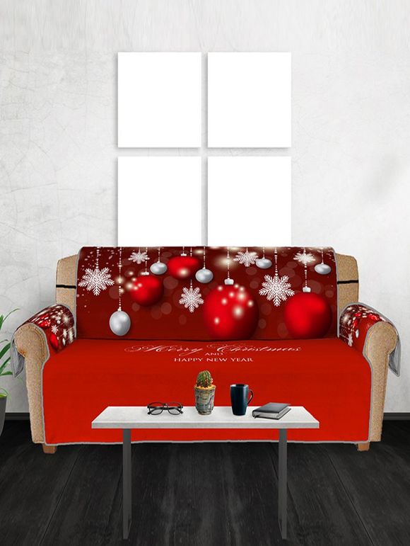 Housse de canapé motif boule de neige joyeux Noël - Rouge Lave THREE SEATS