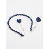 Cerceau de Cheveux Vintage Fleuri avec Fausse Perle - Bleu 