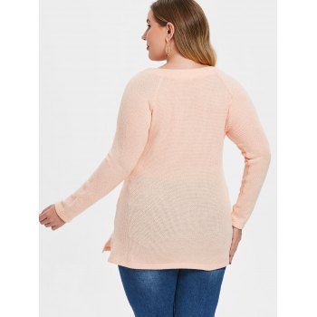 

Lace Up Plus Size Raglan Sleeve Sweater, Orange pink