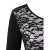 Asymmetrical Lace Panel Plus Size T-shirt - BLACK 4X