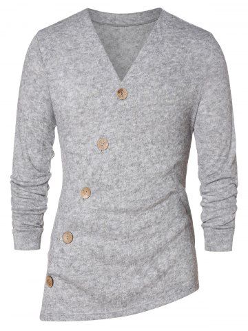 Asymmetric Button Up Solid Cardigan