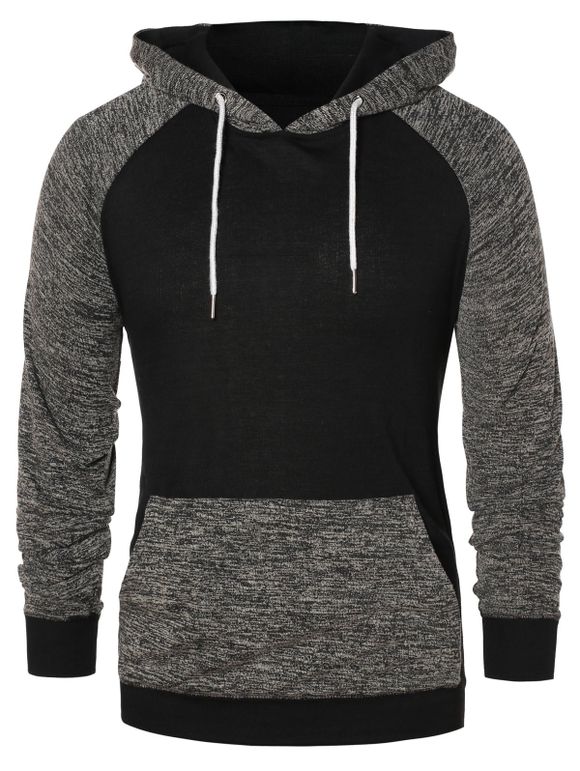 Sweat à Capuche Teinté à Manches Raglan - Noir 2XL
