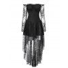 Nu épaule asymétrique Robe en dentelle gothique - Noir L