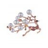 Broche en fausses perles avec motif de wapiti de Noël - Or de Rose 