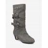 Bottes mi-mollet à talon cône et bride à boucle - Gris EU 42