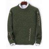 Contrast Zigzag Line Detail Knit Sweater - DARK FOREST GREEN XS