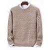 Contrast Zigzag Line Detail Knit Sweater - LIGHT BROWN XS
