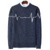 Electrocardiogram Pattern Pullover Knit Sweater - DEEP BLUE XS
