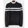 Cross Stripe Contrast Color Pullover Knit Sweater - BLACK XS