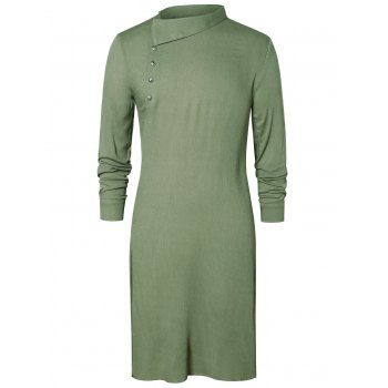

Side Slit Half Button Longline Shirt, Camouflage green