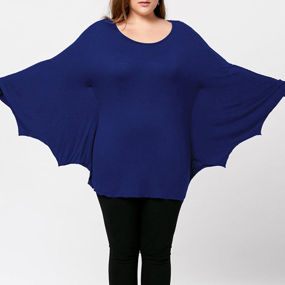 

Plus Size Halloween Batwing T-shirt, Blue