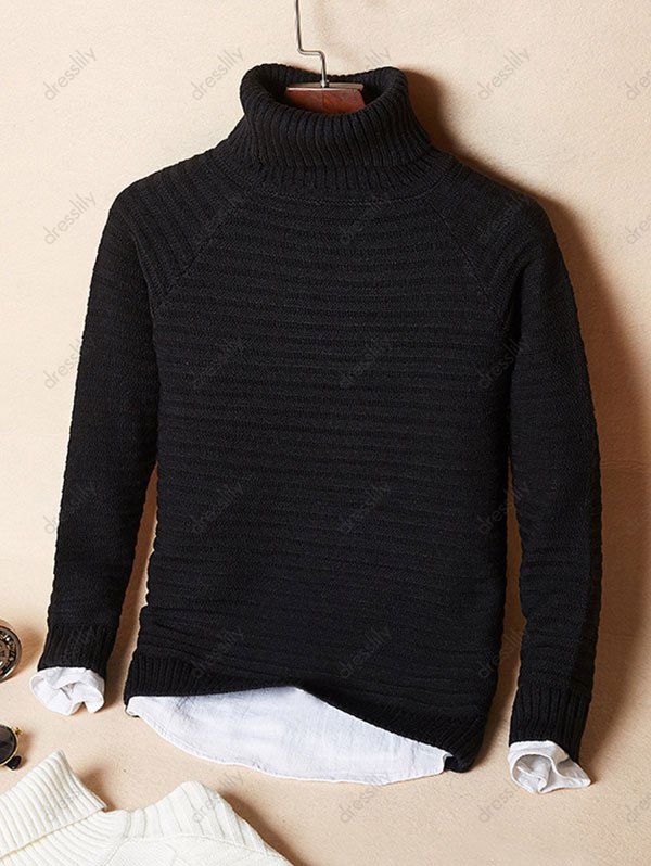 [25% OFF] 2021 Solid Turtleneck Cable Knit Sweater In BLACK | DressLily