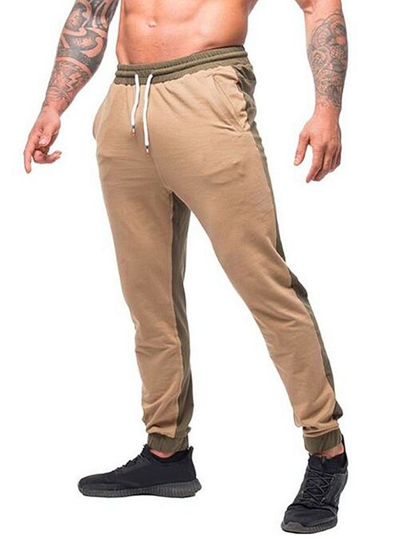 Pantalon de Jogging Décontracté Long en Couleur Contrastée à Cordon - Bronze XS