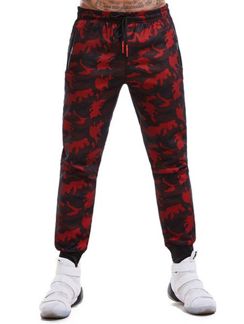 Pantalon de Jogging Camouflage en Maille - Rouge Lave S