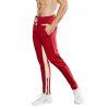 Pantalon Long Décontracté Zippé Panneau en Couleur Contrastée à Cordon - Rouge Lave XS