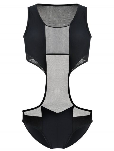 [41% OFF] 2019 Sheer Mesh Panel Monokini Swimsuit In BLACK | DressLily