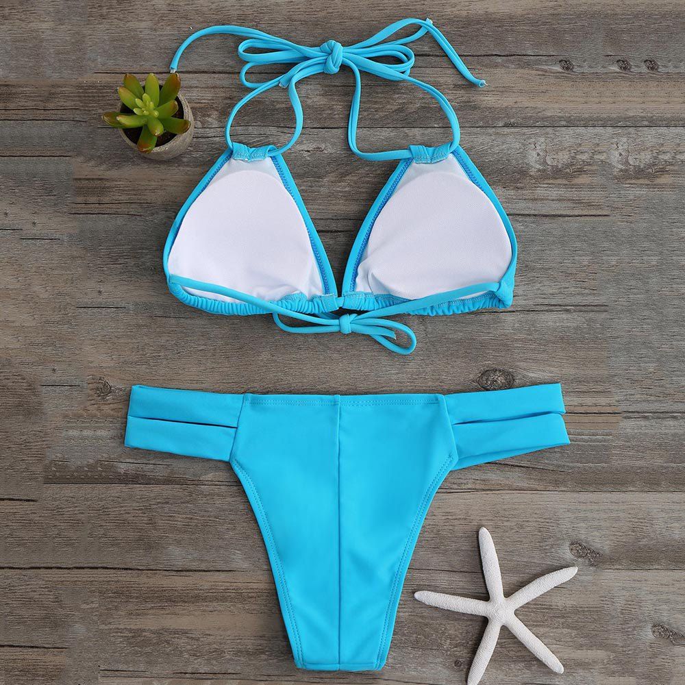 

Padded Halter String Bikini, Blue