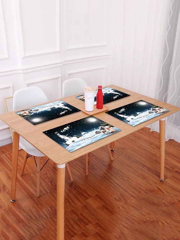 Set de table 1PC imprimé de nuit bonhomme de neige de Noël - Paon Bleu W18 X L12 INCH