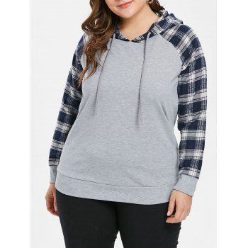 

Plus Size Drawstring Raglan Sleeve Hoodie, Battleship gray