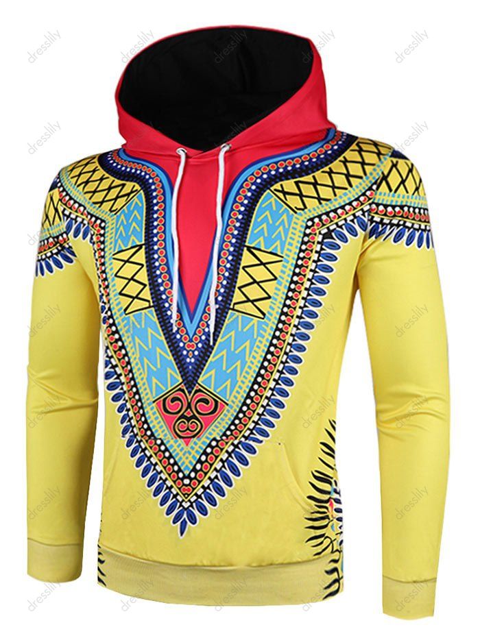 [61% OFF] 2020 Tribal 3D Print Pullover Hoodie In YELLOW | DressLily