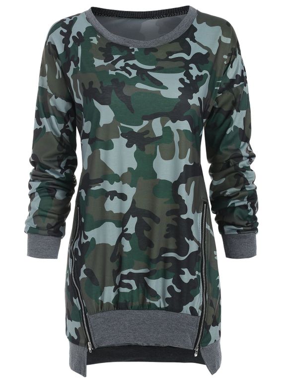 Sweat-shirt Zippé Camouflage Imprimé - Camouflage des Bois S