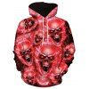 Sweat à capuche avec cordon de serrage imprimé crânes 3D - Rouge 3XL